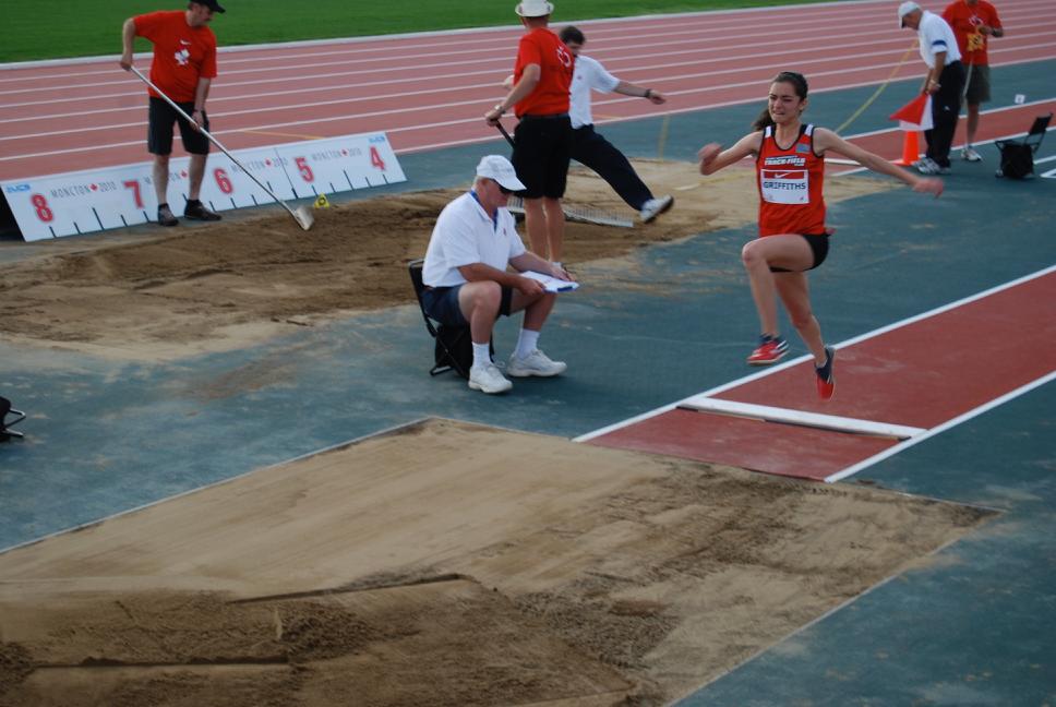Long Jump Equipment Take-off mat covered with damp sand Measuring tape (Min 20 meters) Watering can Spike for marking impression in pit Rake, broom & shovel Take off mat/board Age Group Take-off area