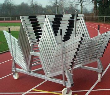 Hurdle Trolley For 10 Hurdles The hurdle trolley is made from aluminium. It is designed to fit 10 hurdles.