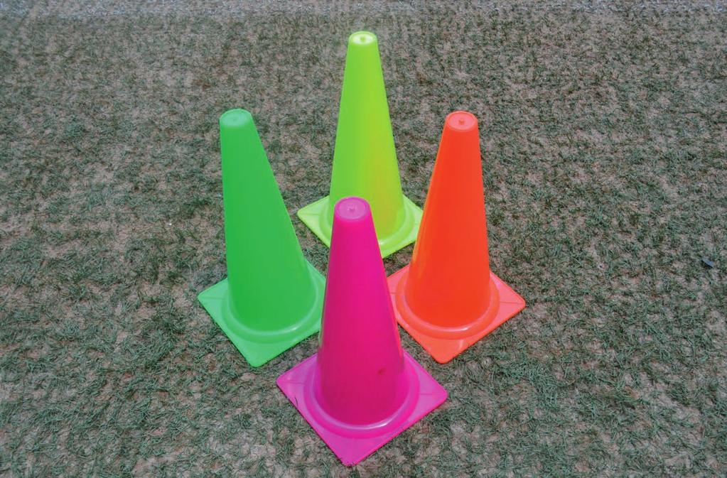 Marker Cones (28 Cm, Synthetic) The maker cones are made from plastic. Their height is 28 cm. The cones are available in assorted colours.