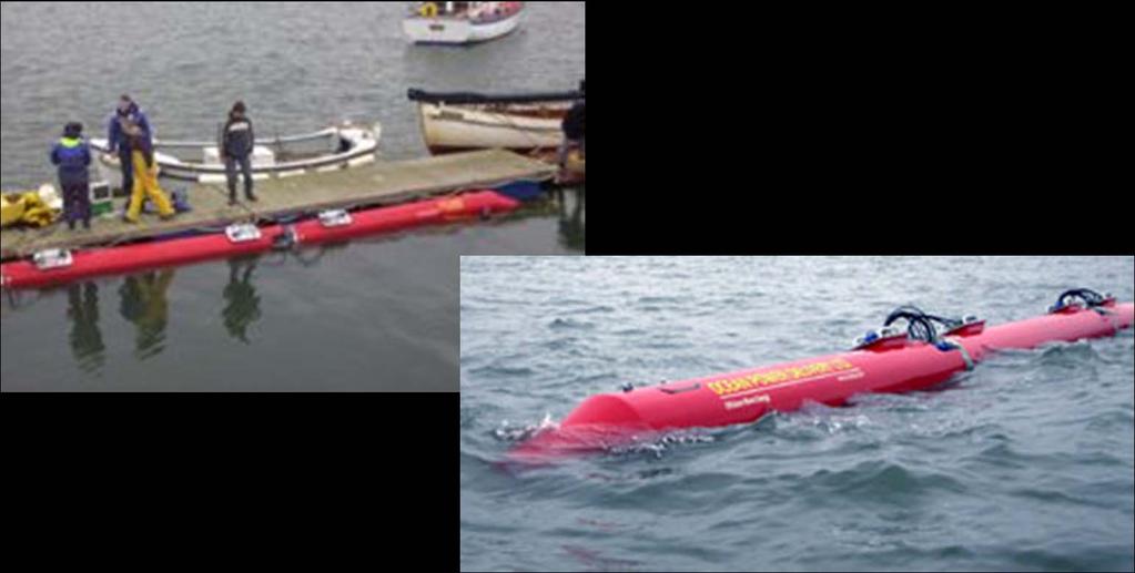 Pelamis 1/7 scale model in sea trials in the Firth of