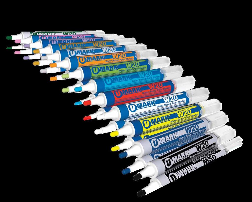 Water Based Paint Markers A U-Mark exclusive, the most innovative paint marker yet, with top-of-its class performance, reduced environmental impact and excellent durability.