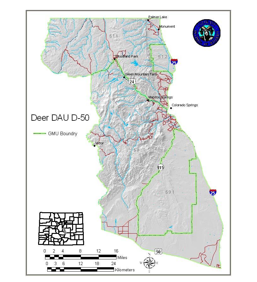 D-50 RAMPART DATA ANALYSIS UNIT DAU DESCRIPTION Location The Rampart deer DAU is located in central Colorado and lies within portions of El Paso, Teller, Fremont and Pueblo Counties (Figure 5).