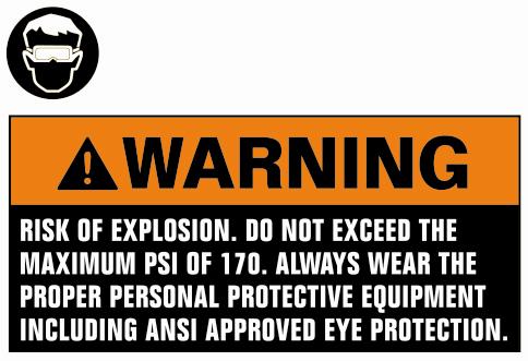 Safety Signs and Labels Before Each Use It is recommended that the general condition of the inflator and gauge be examined before it is used.