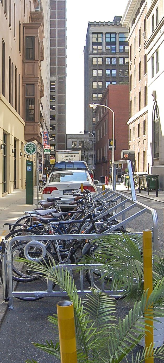 parking stall into protected bike parking.