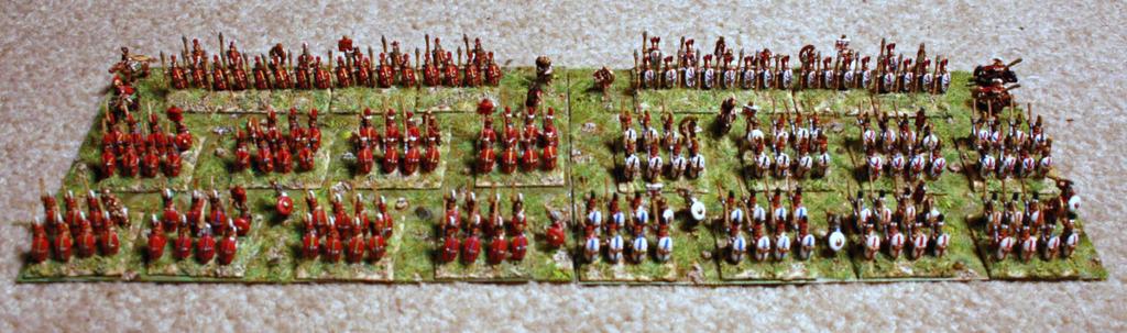 These are 6mm figures on 20mm square stands, set on magnetic trays for ease of movement. The actual trays, without legionary stands, are shown below.