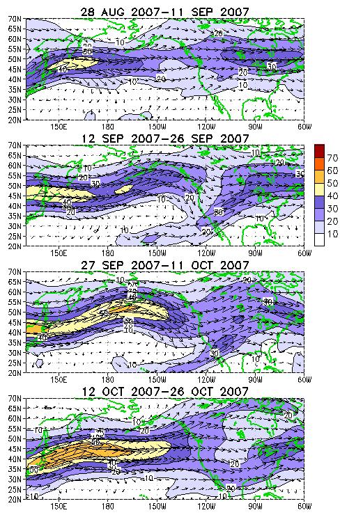 Atmospheric Circulation over the North Pacific & North America During the Last 60 Days 200-hPa Wind 500-hPa Height & Anoms. 925-hPa Temp.