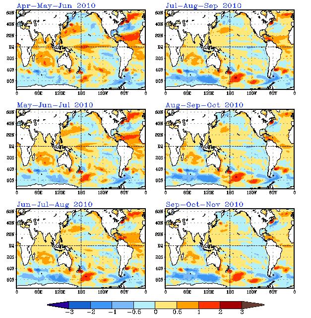 SST Outlook: NCEP CFS Forecast Issued 7 March 2010 The CFS ensemble mean (heavy blue line) predicts El Niño will last through