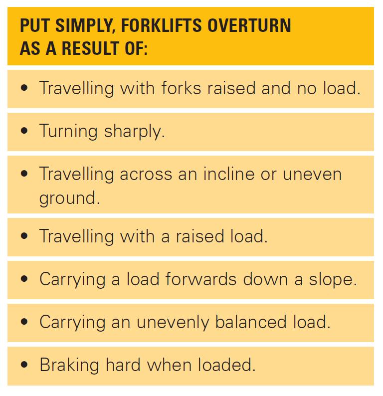 Workplace Health and Safety Page 8 of 36 Prevention of Overturning Forklifts Lift capacity, the maximum load supported by the lift, and