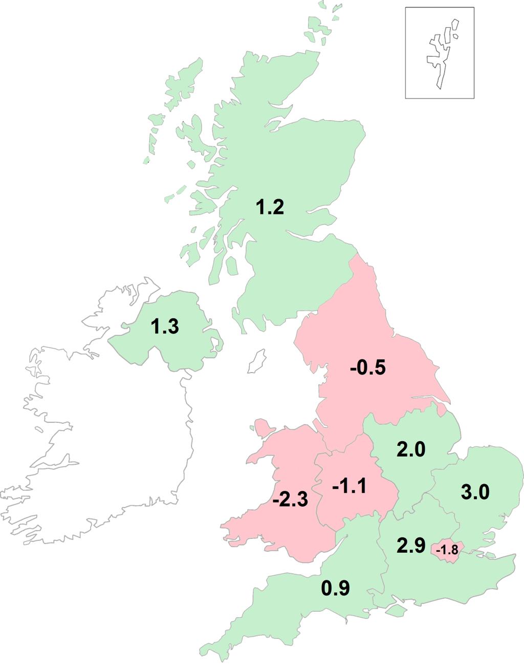 Country and Region Footfall Analysis Four regions in England reported positive footfall growth in February East (3.0%), South East (2.9%),