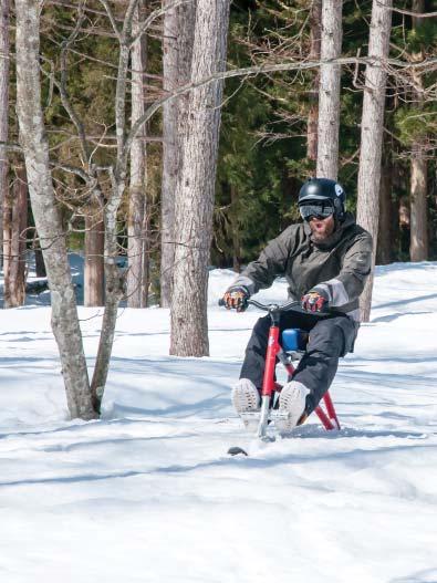 Once confident with turns, discover fun Snow Bike trails through the forest. Complimentary helmet use.