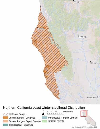 METRIC SCORE JUSTIFICATION Area occupied 3 Multiple watersheds in CA.