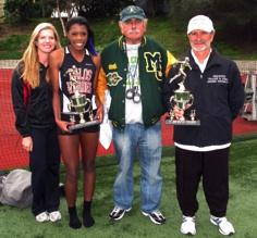 A T H L E T E S O F T H E M E E T MustanG Relays honors Outstanding Performances Photos: Tom Trumpler Above left: 2012 winners, Nick Rivera of Rowland and Kayla Ferron of Redondo and the late Coach