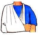 Tuck the lower part of the bandage under the injured arm, bring it under the elbow and around the back and extend the lower point up to meet the upper point at the shoulder.