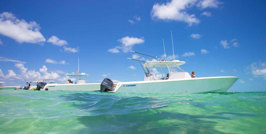 VERSATILITY. From cruising for big fish offshore to sitting in the sun at the sandbar, you always have options for your Contender.