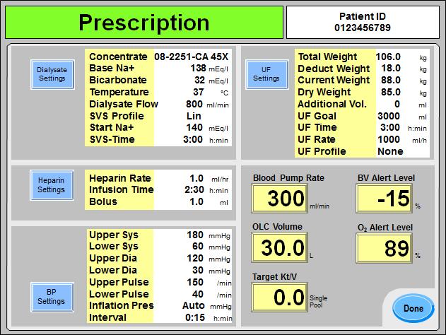 Chapter 3 Setting Treatment Parameters The Prescription Screen The Prescription screen (functional software version 2.