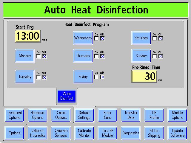 Appendix E 3) Select Start Prg and, using the keyboard, enter the time at which the Heat Disinfect should automatically begin.