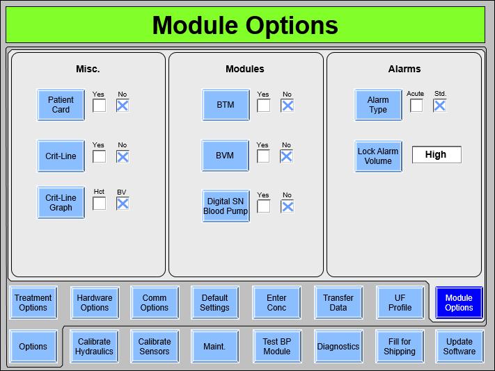Appendix E Module Options Screen Figure 118 Module Options Screen (showing functional software version 2.70 and BlueStar Premium) PatientCard (functional software version 2.