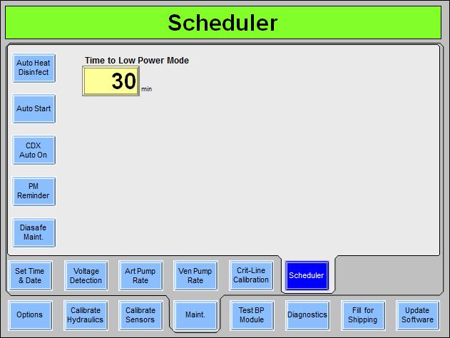Appendix E Scheduler Screen (functional software version 2.70 or later) Figure 119 Service Mode: Scheduler Screen (showing functional software version 2.