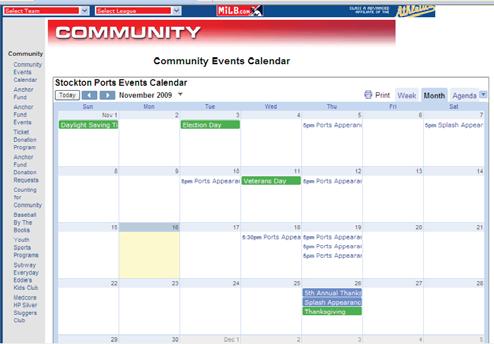 The Ports website advertises all upcoming events on their Community