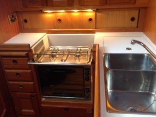 Galley Double stainless steel sink Cooker with oven, rotisserie and grill