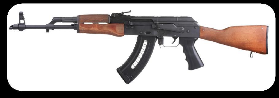 RIFLE (AK47 PLATFORM) DSAK47 Outfitted with lamination or solid hardwood Furniture, slant muzzle brake, and accepting All 30 round magazines Light Weight 1mm Steel Sheet Press Method applied on