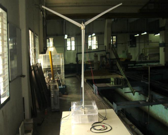 Fig 2.Experimental model of barge with wind turbine Fig 5.Heave acceleration of model with wind turbine Fig 3.