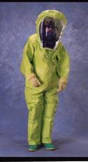Tychem TK 650 Level A Suit Fully encapsulated rear entry vapor-protective suit (Level A), expanded back,sealed seams inside and out,48 zipper, double storm flap with Velcro, 2 layer
