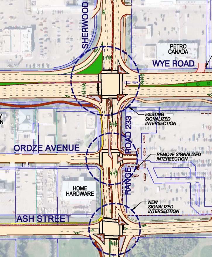 Functional Plan Recommendations Sherwood Drive / Wye Road double lefts required in all quadrants except northbound