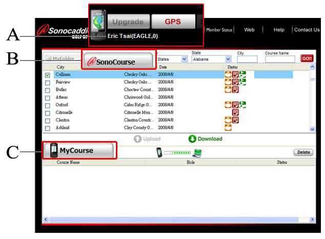 3.3.1 Manage Data in V350 Series Software A. Information bar: User s name/ Type of Membership Plan/ Membership Valid Period/ Registered Country B.