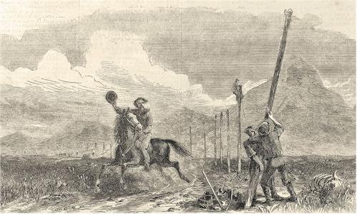 The Pony Express lasted only from April 3, 1860, to October 24, 1861, when telegraph lines were strung up across the nation, allowing transmission of messages more quickly.