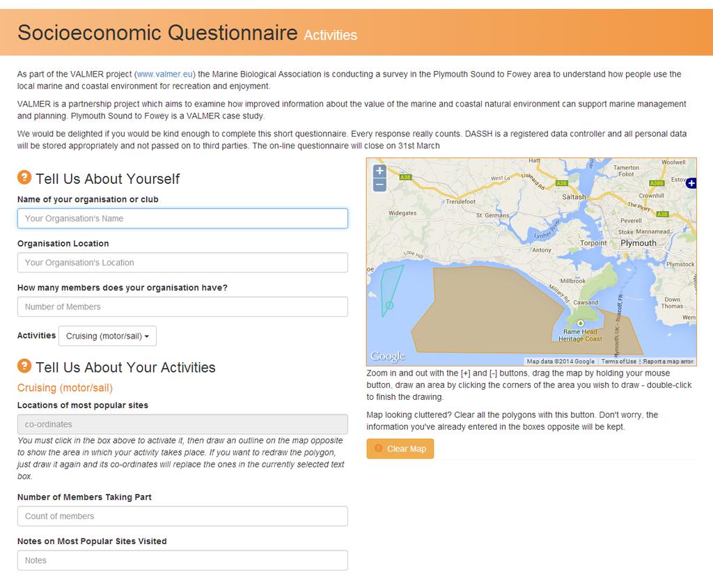 Socio-economic data questionnaire Currently missing information in this area We have set up web
