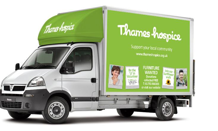 instances when the white logo could be placed on photographs or illustrations Thames Hospice logo