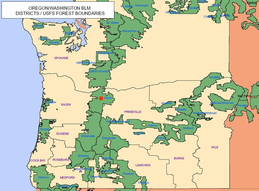BLM Districts/USFS Forests in Oregon where Allomyia