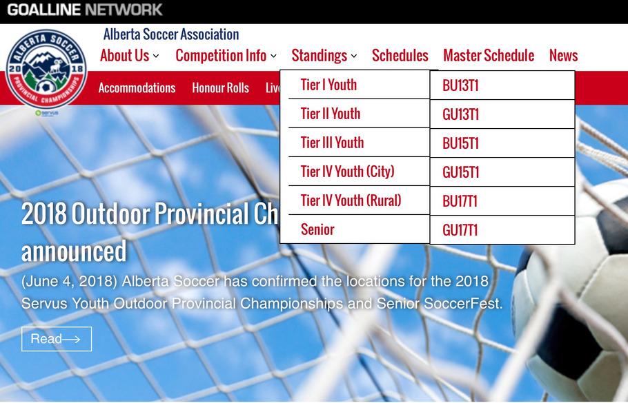 Check Scores and Standings Go to http://competitions.albertasoccer.