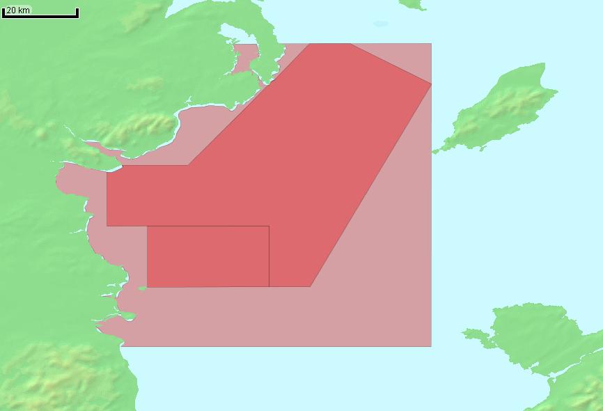 Figure 9.1. Extent of the Irish Sea cod closure in 2007. The darker area indicates the area within which derogated Nephrops trawlers are permitted to fish.