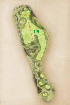 FOURTEEN - PAR THREE FIFTEEN - PAR FOUR After a short climb to the tee, the player reaches the highest point on the property which Fifteen is a respite from the heroics of the preceding long holes.