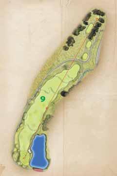 EIGHT - PAR FOUR NINE - PAR FOUR A raised tee with bunkers on the left promises a spectacular tee shot. Shots from the left The tee shot presents one of the prime views in all of golf.