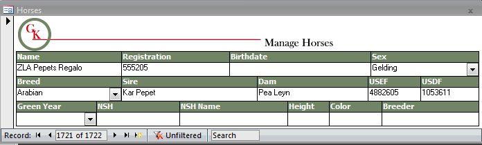 Manage Horses Enter information about each horse involved with a show.