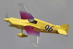 Uninstalled tapered horizontal stabilizer and elevators, produced by Craig Catto, designed to fly with Miss Demeanor s tapered wing. Sport fly during the year, race at Reno in September.