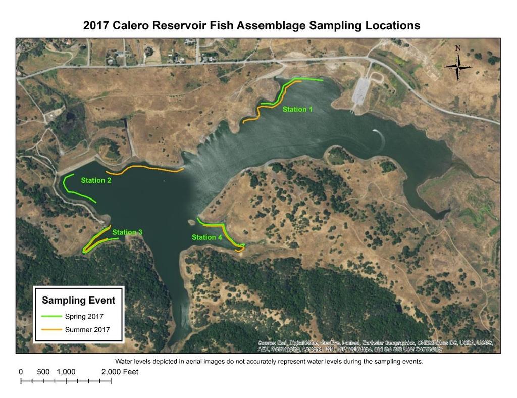 Spring and Summer 2017 Sampling occurred at Calero Reservoir in spring on April 3, 2017 and summer on September 6, 2017.