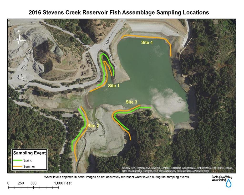 Stevens Creek Reservoir Spring and Summer 2016 Sampling occurred on Stevens Creek Reservoir on April 12, 2016 and September 6, 2016.