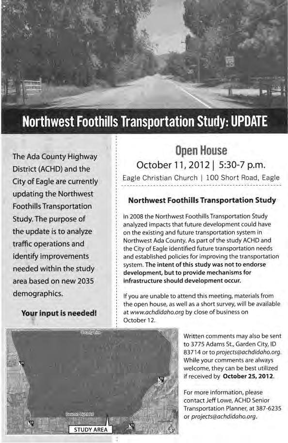 Northwest Foothills Transportation Study Update July 213 Section 3. Interagency and Public Involvement SECTION 3.