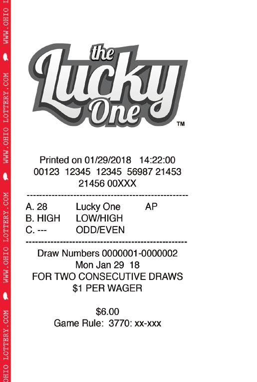 Select odd for a chance to win if the Lucky One number drawn is odd; select even for a chance to win if the Lucky One number drawn is even.