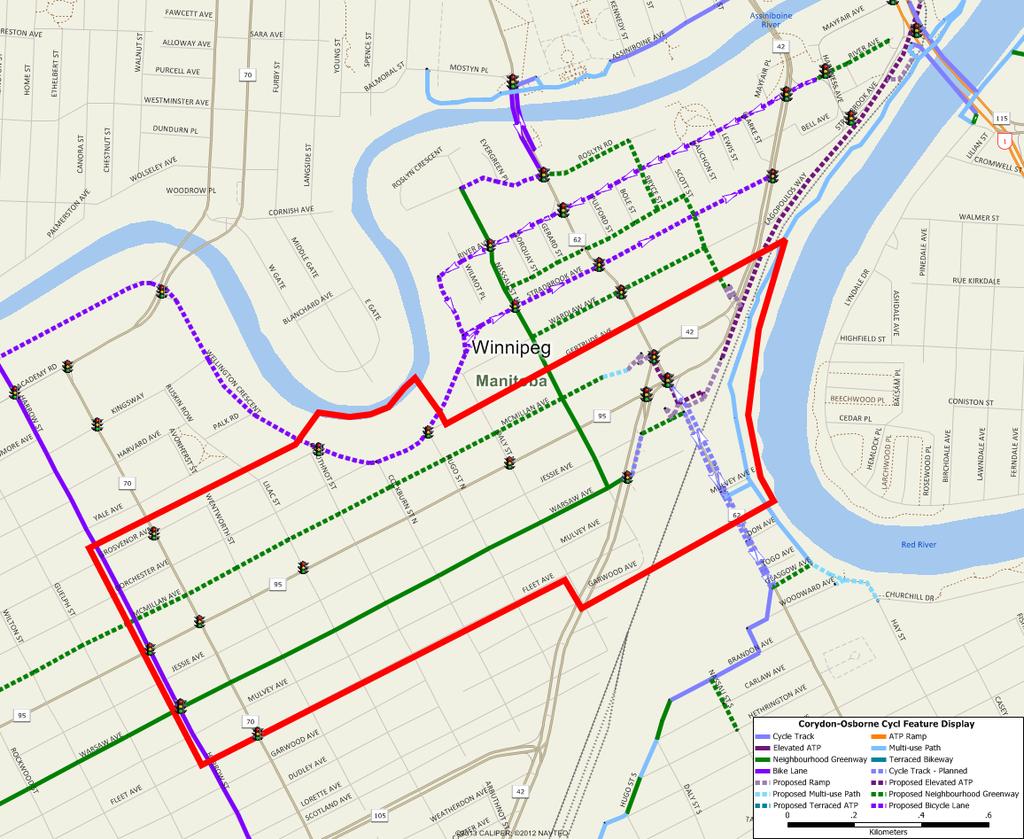 Cycling Network Improvements The Proposed Cycling Network Except for McMillan, Wardlaw, and the back lane between River and Stradbrook, all of the routes shown below are part of the City of Winnipeg