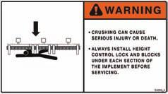 Section 1 - Safety STAND CLEAR WHEN MOWER IS BEING RAISED OR LOWERED Crushing can cause serious injury or death.