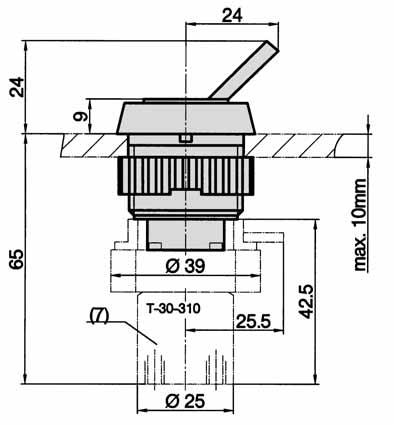 Series T Dimensions for actuator 2 Toggle, order