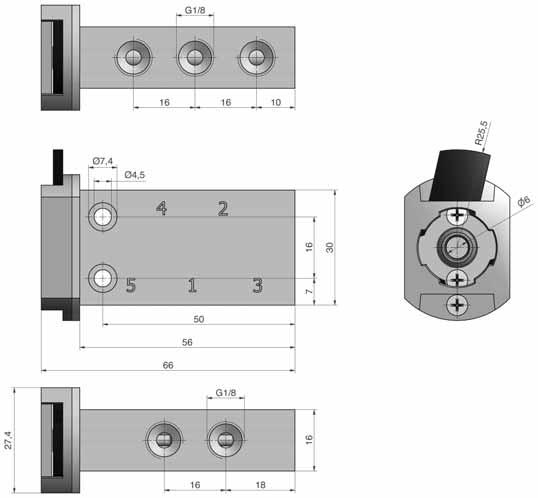 interchangeable use 2 = outlet 5/2-way valve, order number