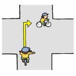<3. Riding a Bicycle> Bicycles are Vehicles! When riding a bicycle, follow the left hand side of the road. Bicycles may use pedestrian zones.