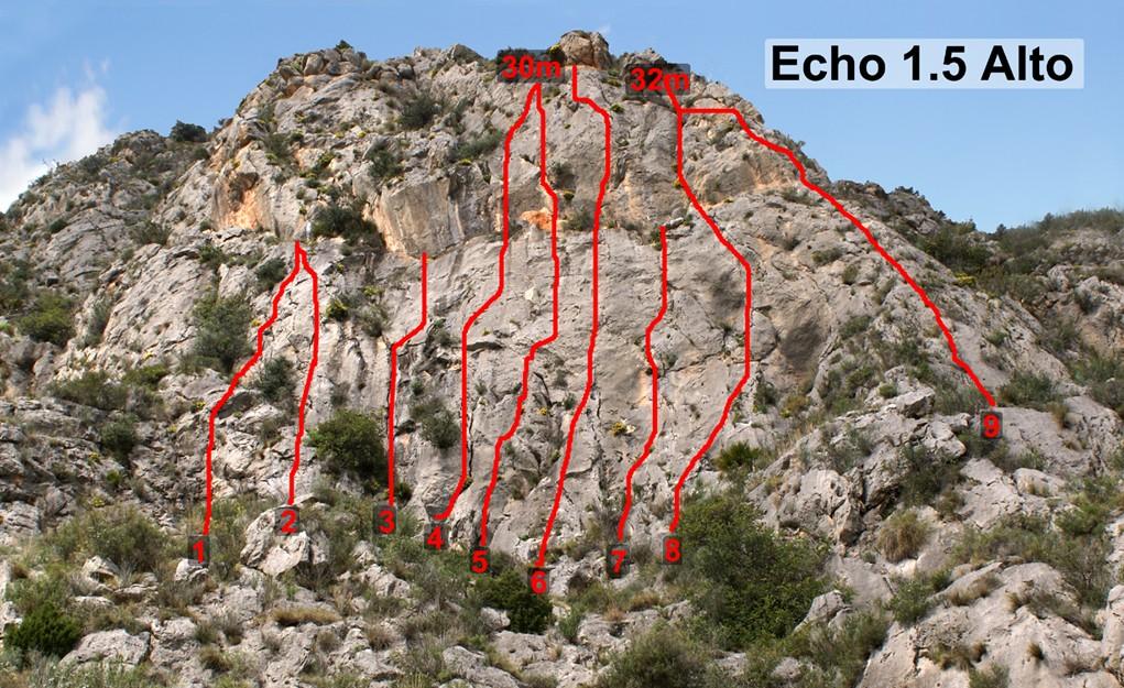 During the hot Spanish summer this valley can make an idyllic evening crag, when it is too hot to climb in the full sun. 1.