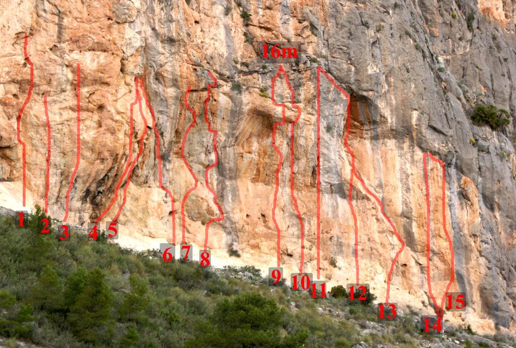 Echo 2 updates The long Stretch was fully bolted by the La Nucia climbing club. Grades marked in Red are original as claimed by the FA. 1.